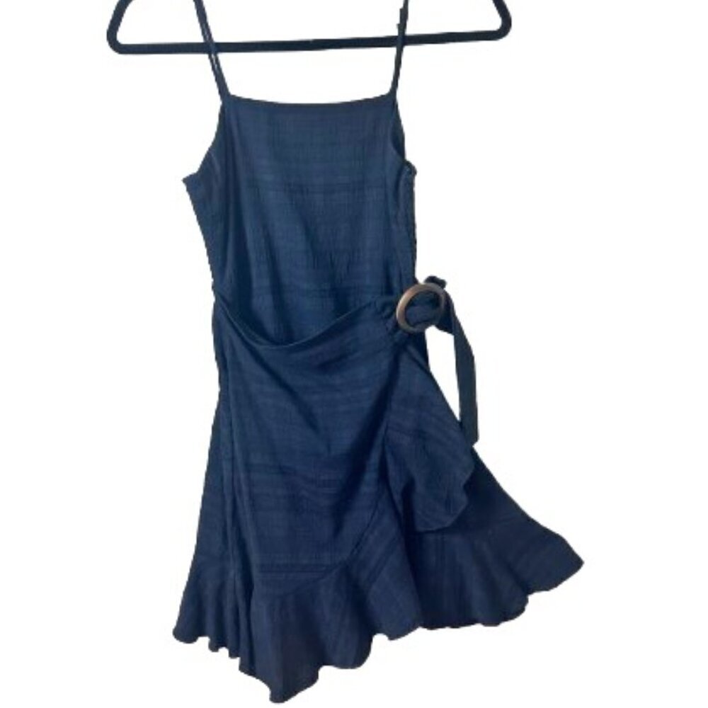 AMERICAN EAGLE Black Linen-like Belted WRap Mini Dress Size XS